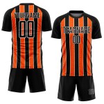 Custom Black Orange-White Line Sublimation Soccer Uniform Jersey Custom Black Orange-White Line Sublimation Soccer Uniform Jersey