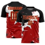 Custom Black Red-Old Gold Spalsh Sublimation Soccer Uniform Jersey Custom Black Red-Old Gold Spalsh Sublimation Soccer Uniform Jersey