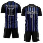 Custom Black Royal-White Line Sublimation Soccer Uniform Jersey Custom Black Royal-White Line Sublimation Soccer Uniform Jersey