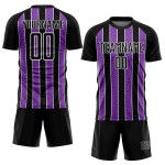 Custom Black Purple-White Line Sublimation Soccer Uniform Jersey Custom Black Purple-White Line Sublimation Soccer Uniform Jersey