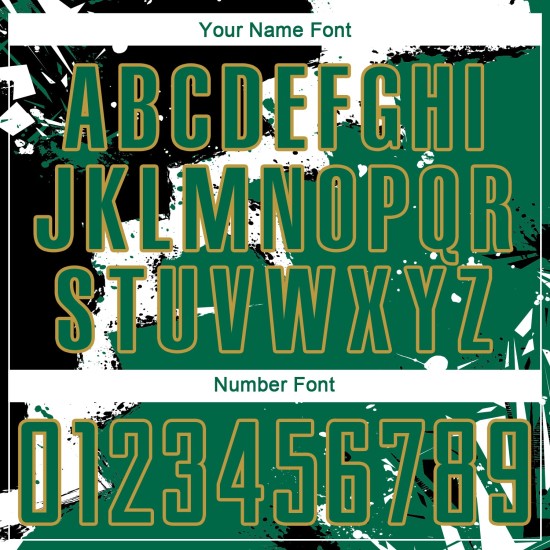 Custom Black Kelly Green-Old Gold Spalsh Sublimation Soccer Uniform Jersey Custom Black Kelly Green-Old Gold Spalsh Sublimation Soccer Uniform Jersey
