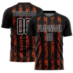 Custom Black Orange-White Line Sublimation Soccer Uniform Jersey Custom Black Orange-White Line Sublimation Soccer Uniform Jersey
