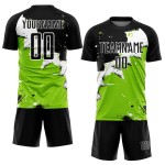 Custom Black White-Neon Green Spalsh Sublimation Soccer Uniform Jersey Custom Black White-Neon Green Spalsh Sublimation Soccer Uniform Jersey