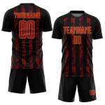 Custom Black Red-Old Gold Line Sublimation Soccer Uniform Jersey Custom Black Red-Old Gold Line Sublimation Soccer Uniform Jersey