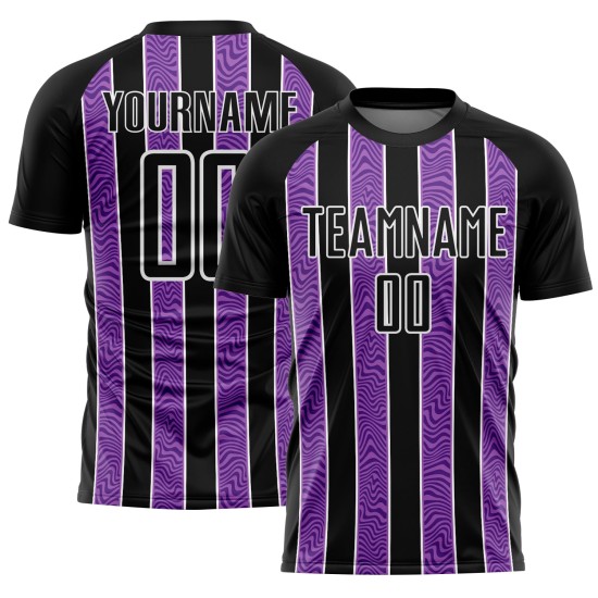 Custom Black Purple-White Line Sublimation Soccer Uniform Jersey Custom Black Purple-White Line Sublimation Soccer Uniform Jersey