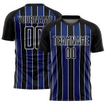 Custom Black Royal-White Line Sublimation Soccer Uniform Jersey Custom Black Royal-White Line Sublimation Soccer Uniform Jersey