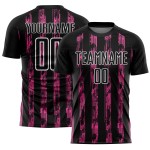 Custom Black Pink-White Line Sublimation Soccer Uniform Jersey Custom Black Pink-White Line Sublimation Soccer Uniform Jersey