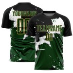 Custom Black Green-Old Gold Spalsh Sublimation Soccer Uniform Jersey Custom Black Green-Old Gold Spalsh Sublimation Soccer Uniform Jersey