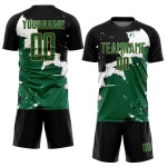 Custom Black Kelly Green-Old Gold Spalsh Sublimation Soccer Uniform Jersey Custom Black Kelly Green-Old Gold Spalsh Sublimation Soccer Uniform Jersey