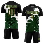 Custom Black Green-Old Gold Spalsh Sublimation Soccer Uniform Jersey Custom Black Green-Old Gold Spalsh Sublimation Soccer Uniform Jersey