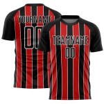 Custom Black Red-White Line Sublimation Soccer Uniform Jersey Custom Black Red-White Line Sublimation Soccer Uniform Jersey