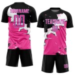 Custom Black Pink-Light Blue Spalsh Sublimation Soccer Uniform Jersey Custom Black Pink-Light Blue Spalsh Sublimation Soccer Uniform Jersey