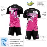 Custom Black Pink-Light Blue Spalsh Sublimation Soccer Uniform Jersey Custom Black Pink-Light Blue Spalsh Sublimation Soccer Uniform Jersey