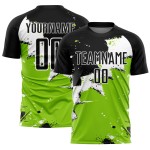 Custom Black White-Neon Green Spalsh Sublimation Soccer Uniform Jersey Custom Black White-Neon Green Spalsh Sublimation Soccer Uniform Jersey