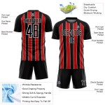 Custom Black Red-White Line Sublimation Soccer Uniform Jersey Custom Black Red-White Line Sublimation Soccer Uniform Jersey