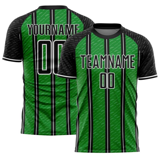 Custom Black Grass Green-White Line Sublimation Soccer Uniform Jersey Custom Black Grass Green-White Line Sublimation Soccer Uniform Jersey