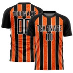 Custom Black Orange-White Line Sublimation Soccer Uniform Jersey Custom Black Orange-White Line Sublimation Soccer Uniform Jersey