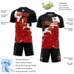 Custom Black Red-Old Gold Spalsh Sublimation Soccer Uniform Jersey Custom Black Red-Old Gold Spalsh Sublimation Soccer Uniform Jersey