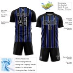 Custom Black Royal-White Line Sublimation Soccer Uniform Jersey Custom Black Royal-White Line Sublimation Soccer Uniform Jersey