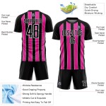 Custom Black Pink-White Line Sublimation Soccer Uniform Jersey Custom Black Pink-White Line Sublimation Soccer Uniform Jersey