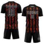 Custom Black Orange-White Line Sublimation Soccer Uniform Jersey Custom Black Orange-White Line Sublimation Soccer Uniform Jersey