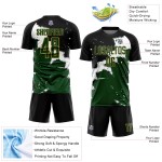 Custom Black Green-Old Gold Spalsh Sublimation Soccer Uniform Jersey Custom Black Green-Old Gold Spalsh Sublimation Soccer Uniform Jersey