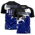 Custom Black Royal-Old Gold Spalsh Sublimation Soccer Uniform Jersey Custom Black Royal-Old Gold Spalsh Sublimation Soccer Uniform Jersey