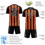 Custom Black Orange-White Line Sublimation Soccer Uniform Jersey Custom Black Orange-White Line Sublimation Soccer Uniform Jersey