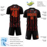 Custom Black Red-Old Gold Line Sublimation Soccer Uniform Jersey Custom Black Red-Old Gold Line Sublimation Soccer Uniform Jersey