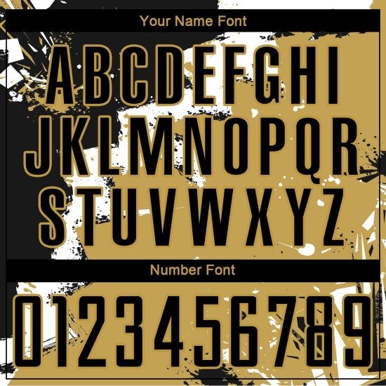 Custom Black White-Old Gold Spalsh Sublimation Soccer Uniform Jersey Custom Black White-Old Gold Spalsh Sublimation Soccer Uniform Jersey