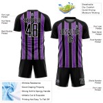 Custom Black Purple-White Line Sublimation Soccer Uniform Jersey Custom Black Purple-White Line Sublimation Soccer Uniform Jersey
