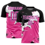 Custom Black Pink-Light Blue Spalsh Sublimation Soccer Uniform Jersey Custom Black Pink-Light Blue Spalsh Sublimation Soccer Uniform Jersey