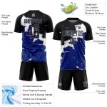 Custom Black Royal-Old Gold Spalsh Sublimation Soccer Uniform Jersey Custom Black Royal-Old Gold Spalsh Sublimation Soccer Uniform Jersey