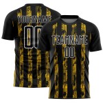 Custom Black Yellow-White Line Sublimation Soccer Uniform Jersey Custom Black Yellow-White Line Sublimation Soccer Uniform Jersey