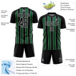 Custom Black Kelly Green-White Line Sublimation Soccer Uniform Jersey Custom Black Kelly Green-White Line Sublimation Soccer Uniform Jersey